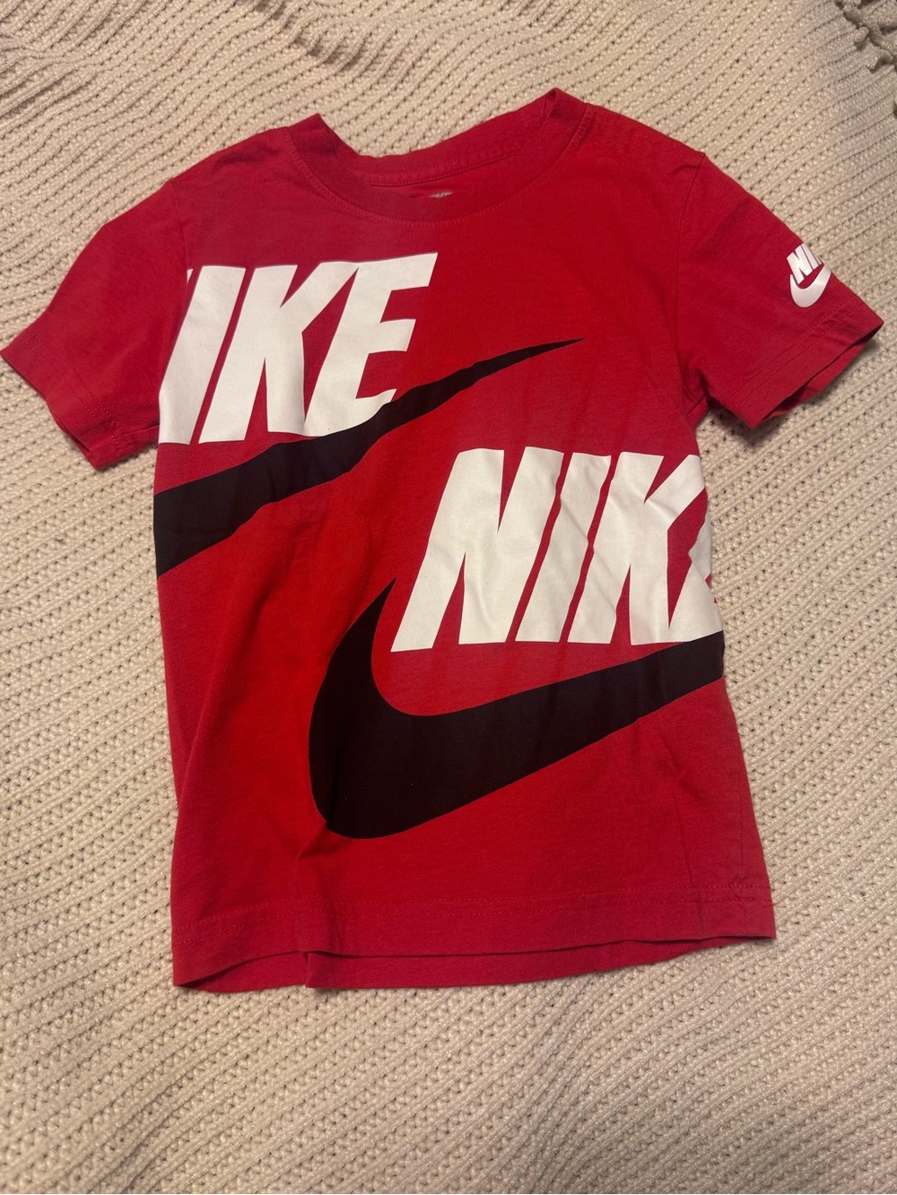 Nike Red Short Sleeve Tee with White & Black Logo
